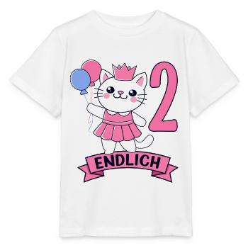 Cat Birthday Motif Finally 2 Years Girl - Stanley/Stella MINI CREATOR Kids’ T-Shirt - white - Front - Maike (125cm)