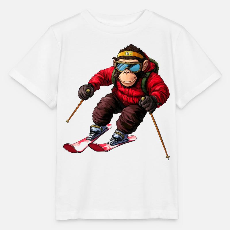 Ski Monkey - Stanley/Stella MINI CREATOR Kids’ T-Shirt - white
