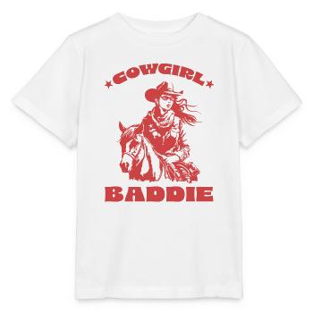 Rebelle de l’Ouest à cheval - T-shirt bio MINI CREATOR Stanley/Stella Enfant - blanc - Devant - Maike (125cm)