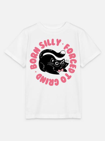 Born Silly, Forced to Grind – Lustige Katze - Stanley/Stella Kinder T-Shirt MINI CREATOR - Weiß