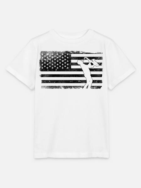 Saxophone American Flag - Stanley/Stella Kinder T-Shirt MINI CREATOR - Weiß