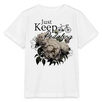 Pedaling – Floral Elegance - Stanley/Stella MINI CREATOR Kids’ T-Shirt - white - Front - Maike (125cm)