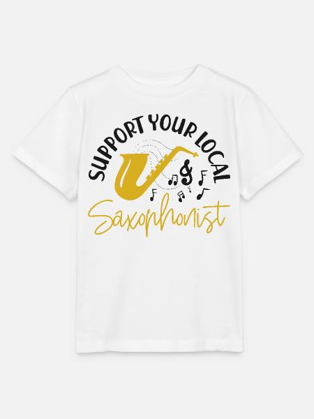 Saxophone Support Your Local - Stanley/Stella Kinder T-Shirt MINI CREATOR - Weiß