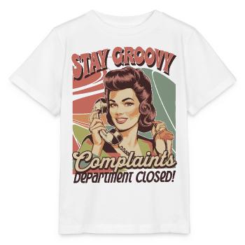 Stay Groovy Retro Design - Plaintes Style fermé - T-shirt bio MINI CREATOR Stanley/Stella Enfant - blanc - Devant - Maike (125cm)