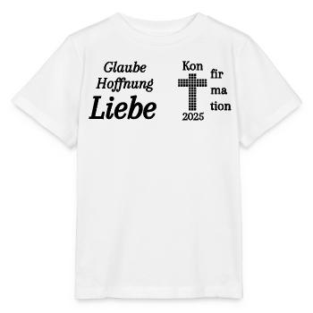Confirmation 2025 Foi Espérance Amour Bible - T-shirt bio MINI CREATOR Stanley/Stella Enfant - blanc - Devant - Maike (125cm)