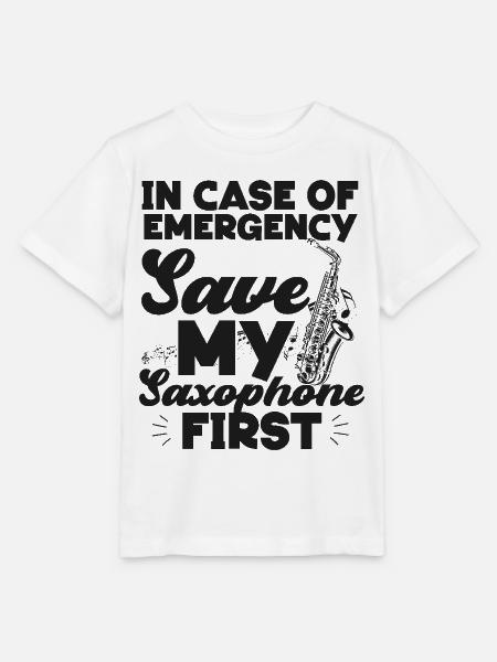 Saxophone In Case Of Emergency - Stanley/Stella Kinder T-Shirt MINI CREATOR - Weiß