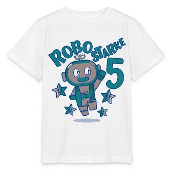 Robot Birthday Motif 5 Years Boy Gift - Stanley/Stella MINI CREATOR Kids’ T-Shirt - white - Front - Maike (125cm)