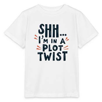 Shhh... I'm in a Plot Twist - Stanley/Stella Kinder T-Shirt MINI CREATOR  - Weiß - Vorne - Maike (125cm)