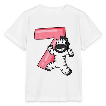 Motif 7ème anniversaire zèbre - sept ans - T-shirt bio MINI CREATOR Stanley/Stella Enfant - blanc - Devant - Maike (125cm)