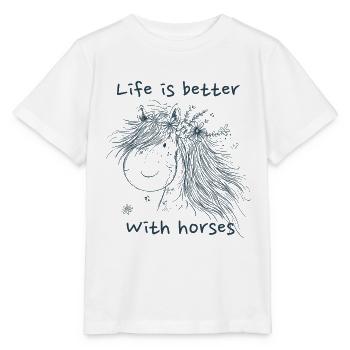 Life Is Better With Horses Horse Sayings Horse - Stanley/Stella MINI CREATOR Kids’ T-Shirt - white - Front - Maike (125cm)