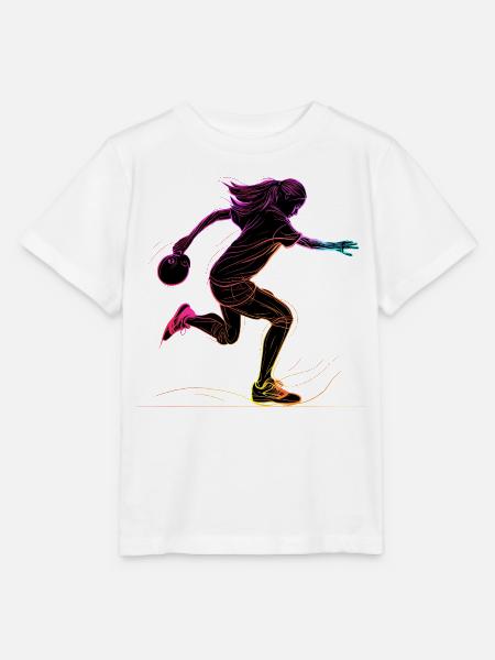 Bowling Frau Retrowave - Stanley/Stella Kinder T-Shirt MINI CREATOR - Weiß
