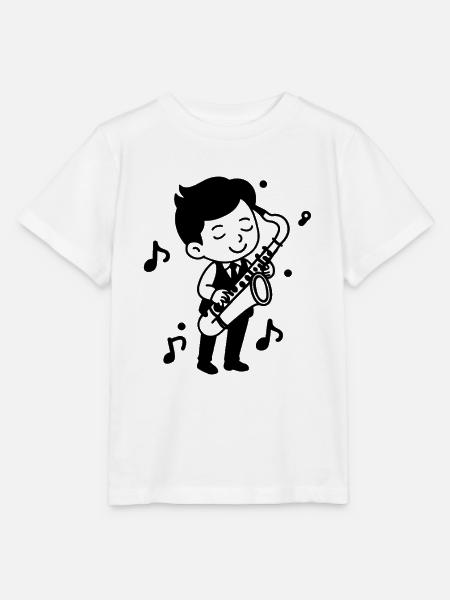 Saxophonist Kind Zeichnung - Stanley/Stella Kinder T-Shirt MINI CREATOR  - Weiß