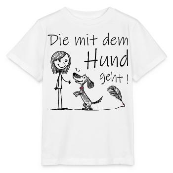 Qui va avec le chien ! - T-shirt bio MINI CREATOR Stanley/Stella Enfant - blanc - Devant - Maike (125cm)