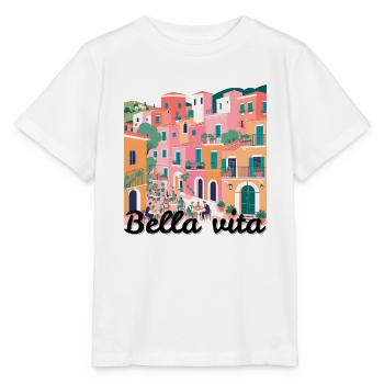 Village coloré méditerranéen en terrasse - T-shirt bio MINI CREATOR Stanley/Stella Enfant - blanc - Devant - Maike (125cm)