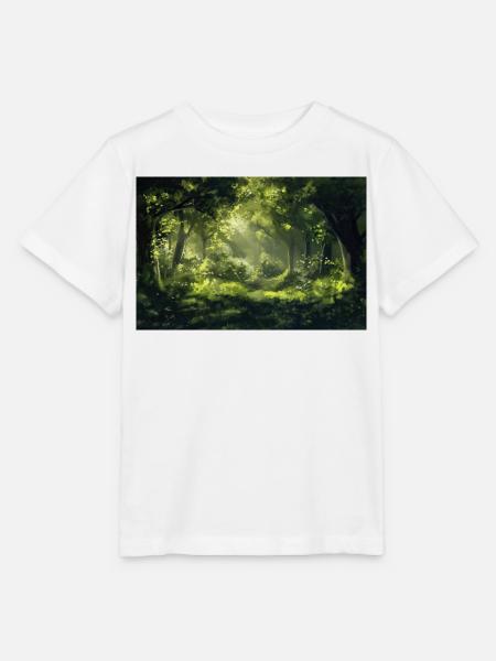 Waldlandschaft Illustration Poster - Stanley/Stella Kinder T-Shirt MINI CREATOR - Weiß