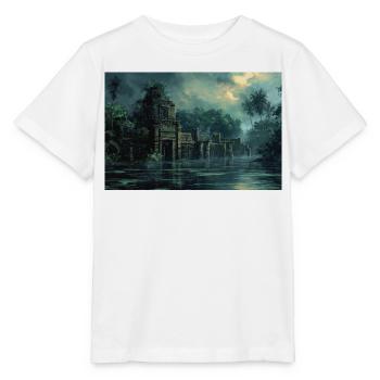 Poster Illustration Paysage jungle en ruine - T-shirt bio MINI CREATOR Stanley/Stella Enfant - blanc - Devant - Maike (125cm)