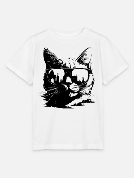 Katze mit Sonnenbrille - Stanley/Stella Kinder T-Shirt MINI CREATOR - Weiß