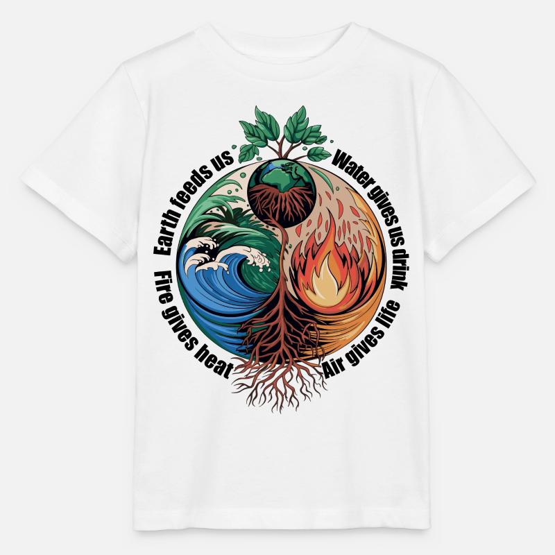 Arbre des Quatre Éléments - Terre, Eau, Feu, Air - T-shirt bio MINI CREATOR Stanley/Stella Enfant - blanc