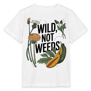 Wild Not Weeds - Art de la recherche de nourriture inspiré de la nature - T-shirt bio MINI CREATOR Stanley/Stella Enfant - blanc - Devant - Maike (125cm)