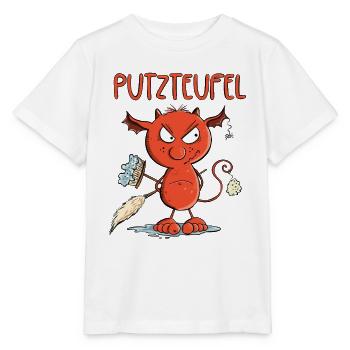 Lustiger Putzteufel Putzen Reinigungskraft Hygiene - Stanley/Stella Kinder T-Shirt MINI CREATOR  - Weiß - Vorne - Maike (125cm)