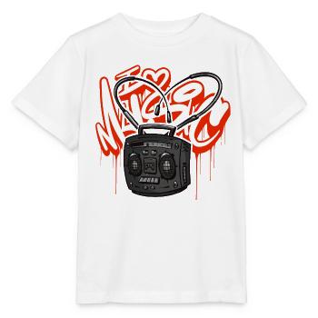 J’adore la musique Ghettoblaster Boombox - T-shirt bio MINI CREATOR Stanley/Stella Enfant - blanc - Devant - Maike (125cm)