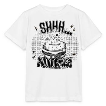 Shhh – Not a food baby | Breastfeeding Humor - Stanley/Stella MINI CREATOR Kids’ T-Shirt - white - Front - Maike (125cm)
