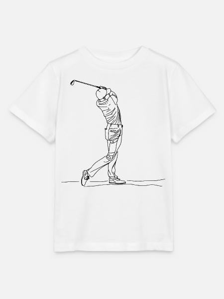 Golf Boy One Line Drawing - Stanley/Stella Kinder T-Shirt MINI CREATOR  - Weiß
