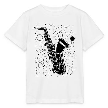 Saxophon Illustration - Stanley/Stella Kinder T-Shirt MINI CREATOR  - Weiß - Vorne - Maike (125cm)