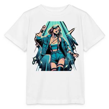 Frau tanzt Tanzen 90er Retro Disco Disko Geschenk - Stanley/Stella Kinder T-Shirt MINI CREATOR  - Weiß - Vorne - Maike (125cm)