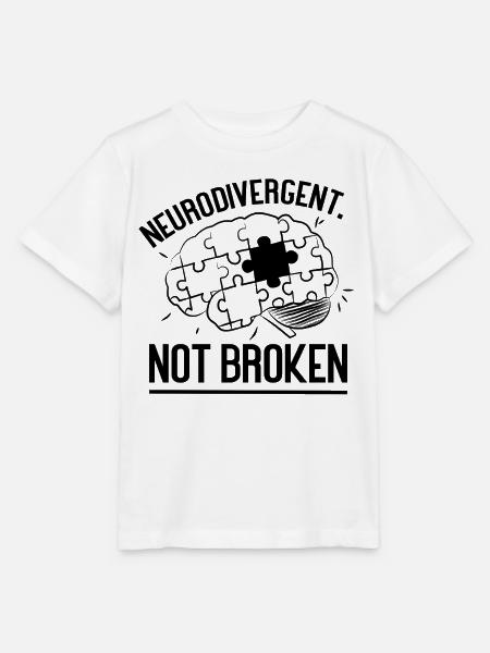 Neurodivergent. Not Broken - Stanley/Stella T-shirt MINI CREATOR til børn - hvid