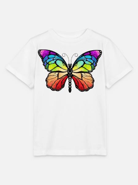Rainbow pride butterfly - Stanley/Stella Kinder T-Shirt MINI CREATOR  - Weiß