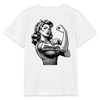 Strength Strong Woman Rockabilly Style Gift - Stanley/Stella MINI CREATOR Kids’ T-Shirt - white - Front - Maike (125cm)