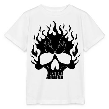Crâne enflammé noir - T-shirt bio MINI CREATOR Stanley/Stella Enfant - blanc - Devant - Maike (125cm)