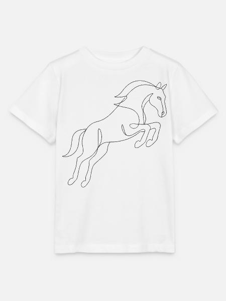One Line Drawing - Pferd - Stanley/Stella Kinder T-Shirt MINI CREATOR - Weiß