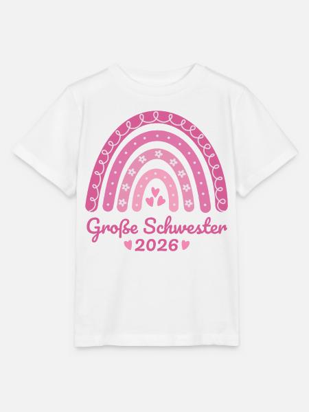 Große Schwester 2026 Regenbogen - Stanley/Stella Kinder T-Shirt MINI CREATOR - Weiß