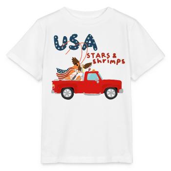 Amerikanische Garnelen, Stars and Stripes - Stanley/Stella Kinder T-Shirt MINI CREATOR  - Weiß - Vorne - Maike (125cm)