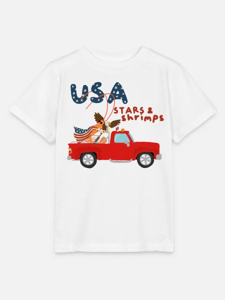 American Shrimp, Stars and Stripes - Stanley/Stella MINI CREATOR Kids’ T-Shirt - white