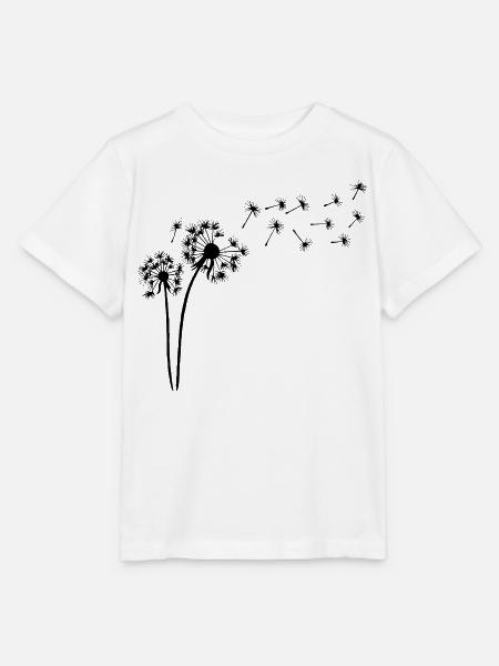 Schwarzer Löwenzahn im Wind - Stanley/Stella Kinder T-Shirt MINI CREATOR - Weiß