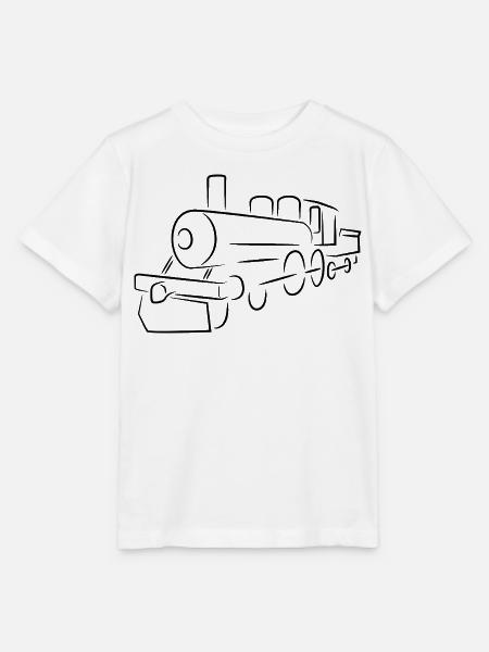 Lokomotive Skizze - Stanley/Stella Kinder T-Shirt MINI CREATOR  - Weiß
