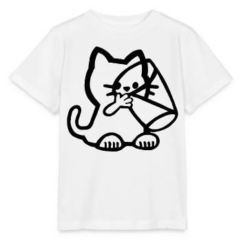 Kitten drinking a glass of milk - Stanley/Stella MINI CREATOR Kids’ T-Shirt - white - Front - Maike (125cm)