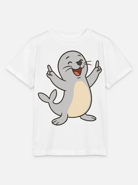Fröhliche Robbe - Stanley/Stella Kinder T-Shirt MINI CREATOR - Weiß