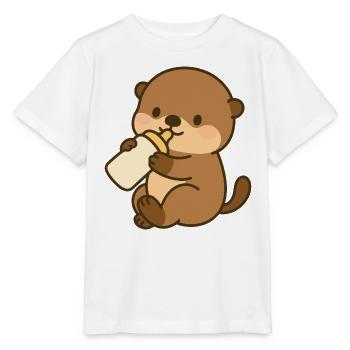 Sea Otter Sipping Fun - Stanley/Stella MINI CREATOR Kids’ T-Shirt - white - Front - Maike (125cm)