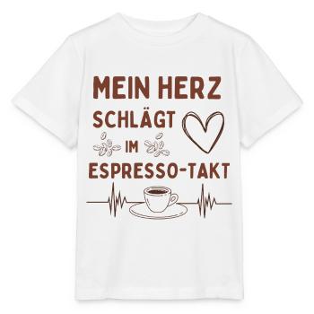 Espresso beat – heart with caffeine beat - Stanley/Stella MINI CREATOR Kids’ T-Shirt - white - Front - Maike (125cm)