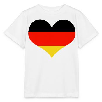 Deutschland Herz schwarz rot gold - Stanley/Stella Kinder T-Shirt MINI CREATOR  - Weiß - Vorne - Maike (125cm)