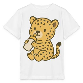 Gepardenbaby mit Fläschchen - Stanley/Stella Kinder T-Shirt MINI CREATOR  - Weiß - Vorne - Maike (125cm)