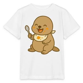 Bébé lion de mer – Drôle d’ami de la mer - T-shirt bio MINI CREATOR Stanley/Stella Enfant - blanc - Devant - Maike (125cm)