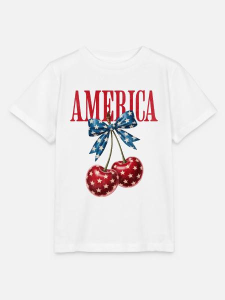 SSW-19America Kirsche - Stanley/Stella Kinder T-Shirt MINI CREATOR  - Weiß
