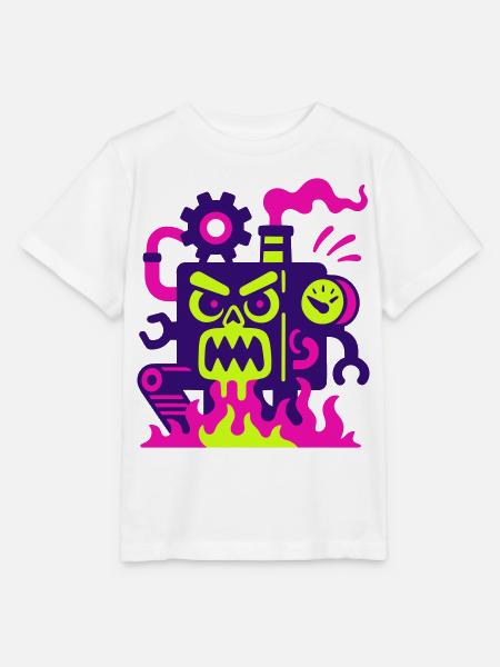 Monster Machine on Fire - Stanley/Stella Kinder T-Shirt MINI CREATOR - Weiß