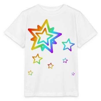 étoiles colorées étoile filante arc-en-ciel dégradé - T-shirt bio MINI CREATOR Stanley/Stella Enfant - blanc - Devant - Maike (125cm)