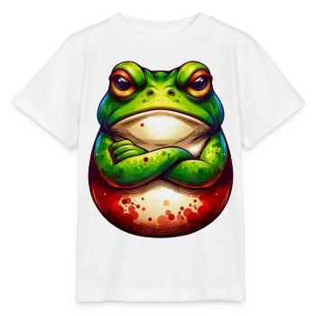 Grenouille - Bras croisés - Non - Mauvaise humeur - T-shirt bio MINI CREATOR Stanley/Stella Enfant - blanc - Devant - Maike (125cm)